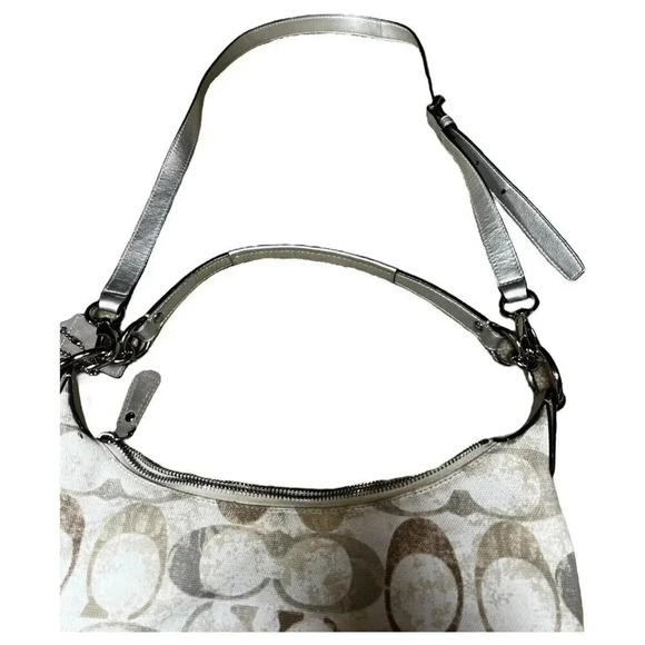 Coach Kristin Sequin Embellished Canvas Hobo Shoulder Bag 19340 Beige Signature - Picture 6 of 9